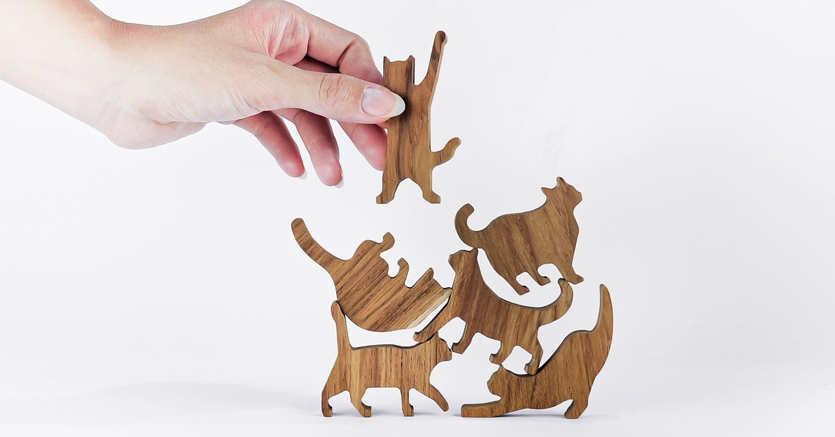 Wooden Cat Stacking Game is Like Playing Jenga, But With a Pile of