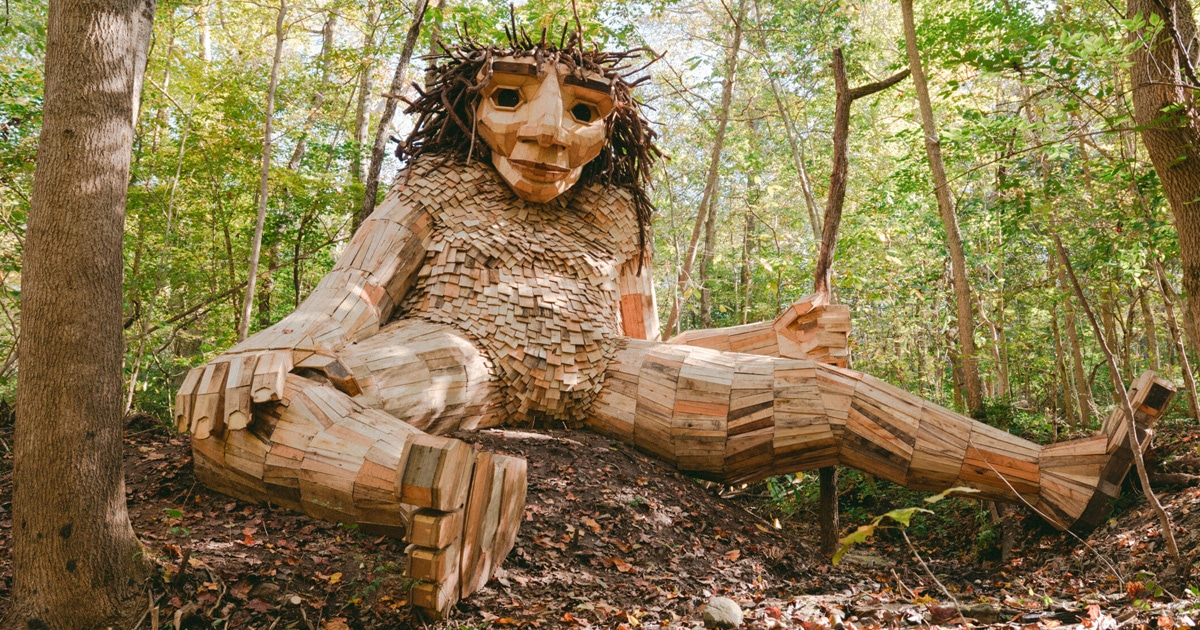 Giant Troll Sculptures Made of Recycled Wood Greet Visitors in the ...