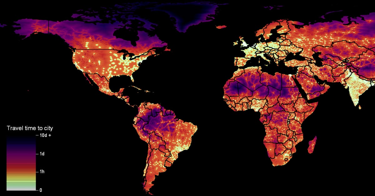 New Map Shows How Long It Takes People Around the World to Travel to ...